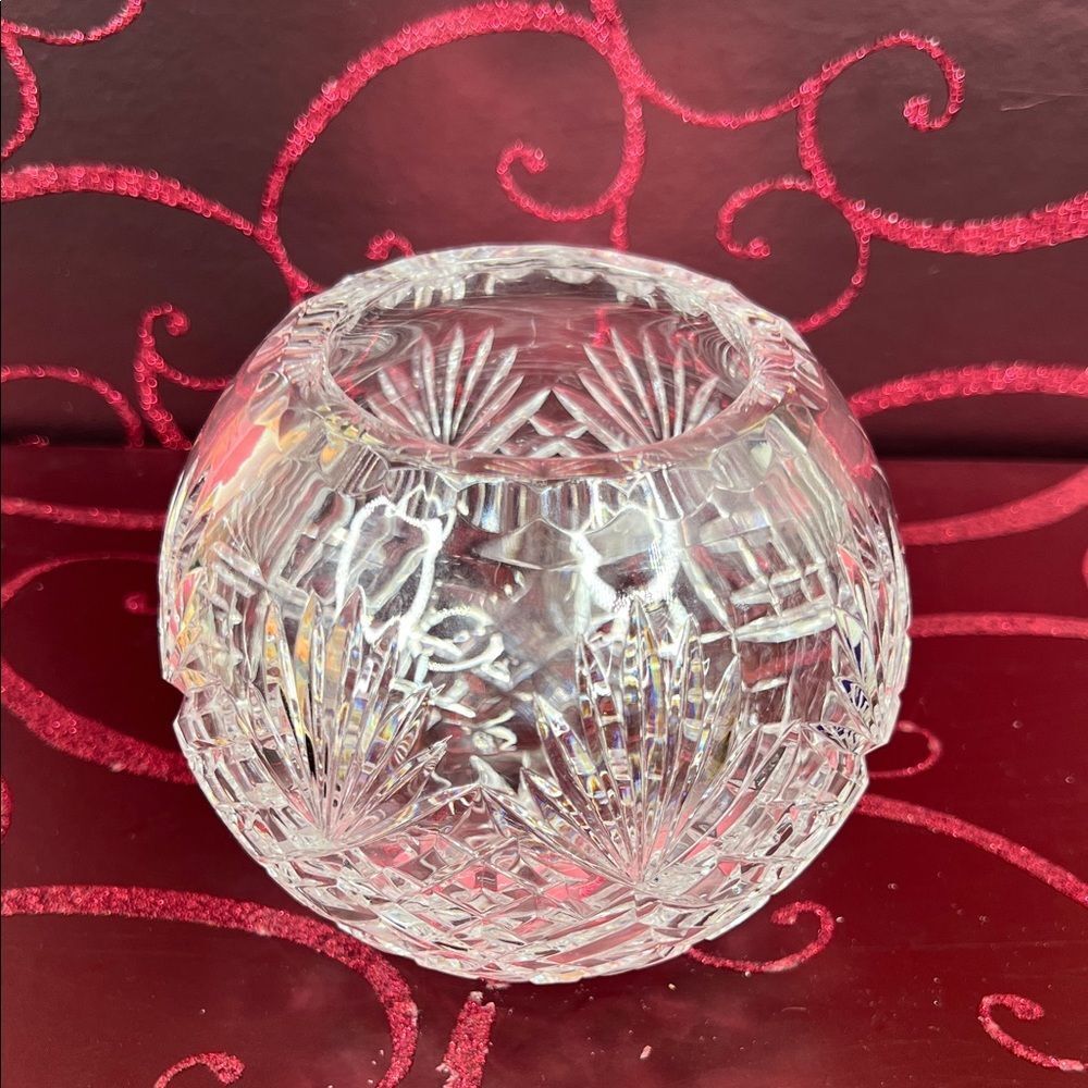 Clear cut crystal rose bowl round decorative glass flower blossom holder/vase